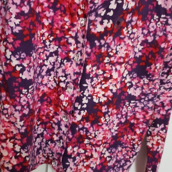 NWT Express Floral Cardigan Crystal Buttons XS - Picture 2 of 4